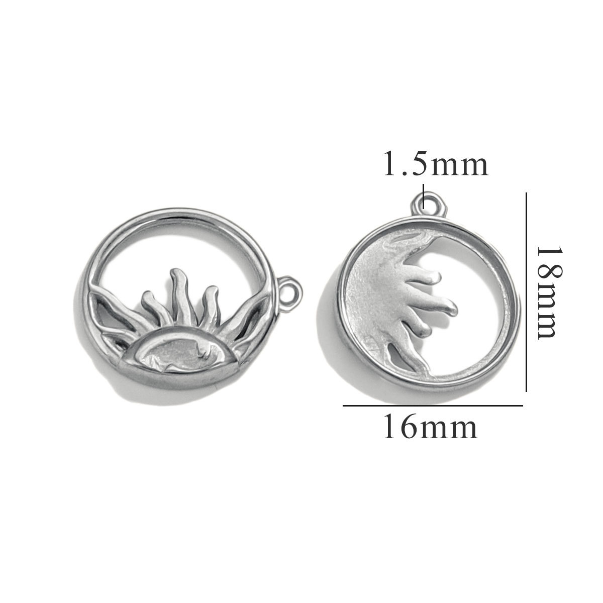 Silver color / 1 Piece Classic Retro Style Sun Shape Stainless Steel  Gold Color Women's Pendant Picture7